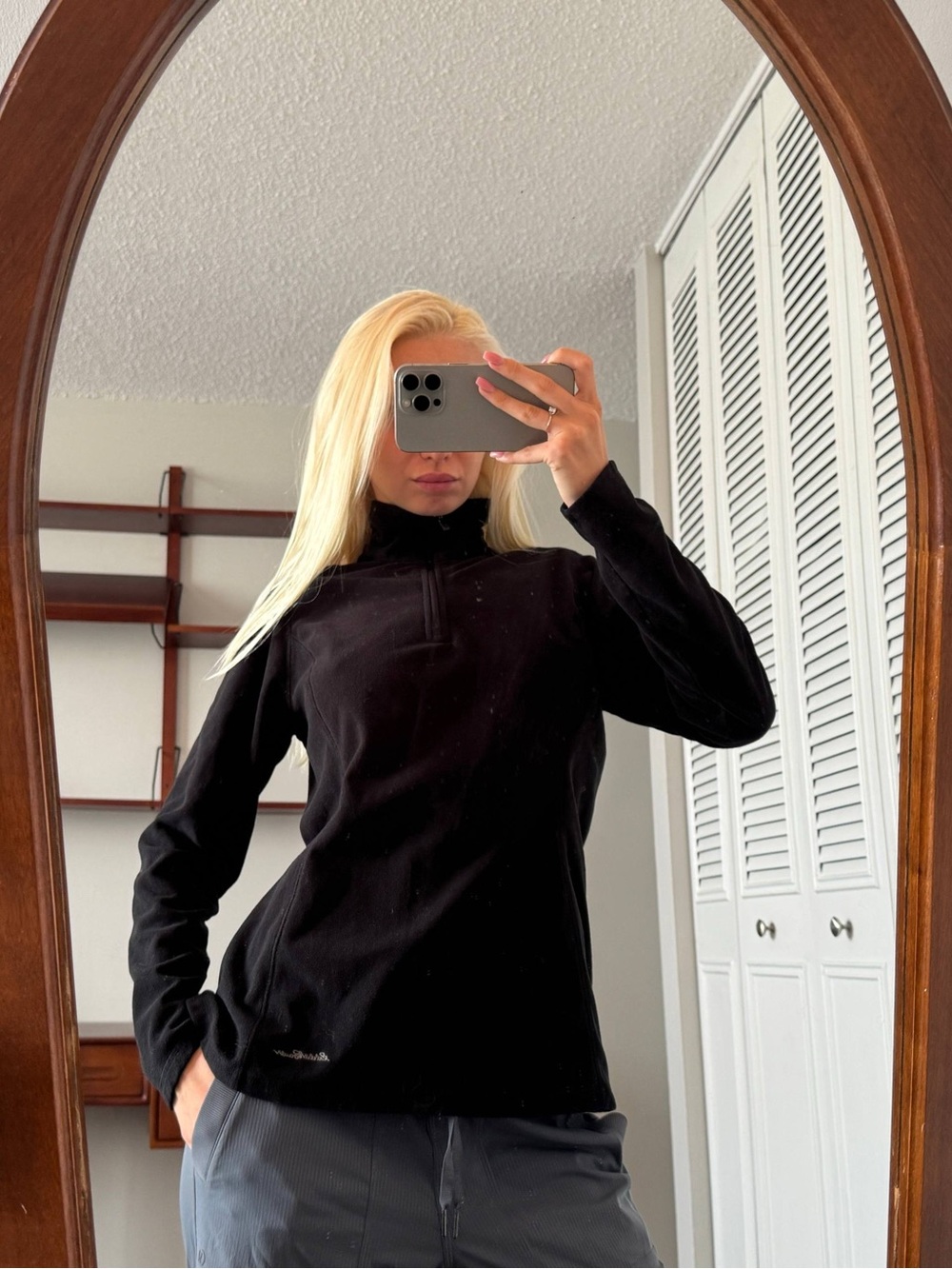 Eddie Bauer Black Half-Zip Fleece Pullover
